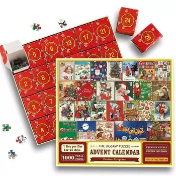 Рождественский пазл-календарь на 2023 год - Санта-Клаус готовит подарки, 24 коробки-пазла для взрослых и детей. Обратный отсчет до рождественского украшения дома. 1