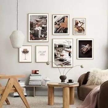 Рождественский плакат с принтом, обои, шоколад, кофе, еда, напитки, коричневые тона, холст, картина, столовая, кухня, настенный художественный декор, фотографии A4 21x30cm No Frame