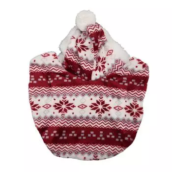 Рождественский плащ для домашних животных, теплый, приятный для кожи, милый плащ с капюшоном для щенков и кошек, осень-зима, красный, M M(for 4-6.5kg) красный