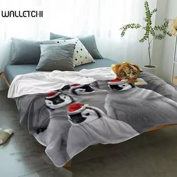 Рождественский плед для дивана-кровати, милый зимний пингвин с рождественской шапочкой, мягкий, уютный, легкий фланелевый флисовый плед для кровати 100x125cm