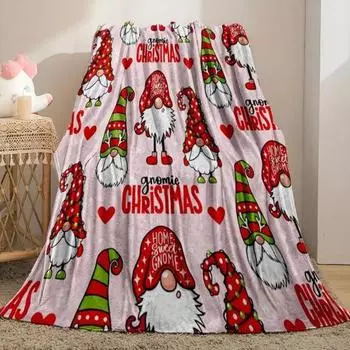 Рождественский плед, красочный мультяшный гном, печать на Новый год, спальня, гостиная 70cm розовый