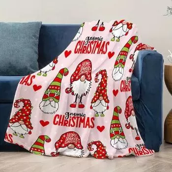 Рождественский плед, красочный мультяшный гном, печать, новогоднее украшение для спальни, гостиной 70cm розовый