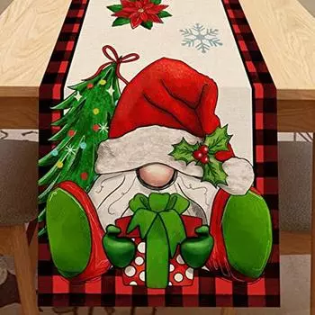 Рождественский плед, украшение для старика, льняной стол, флаг, пуансеттия, украшение для дома, кухни, столовой, товары для вечеринки на открытом воздухе в помещении 150x33cm59x13inch