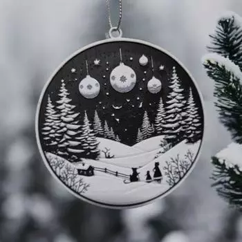 Рождественский плоский кулон, напечатанный на 3D-принтере One Size