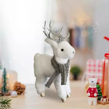 Рождественский плюшевый олень, прекрасная коллекционная игрушка для праздничного стола, рождественская полка Red Scarf