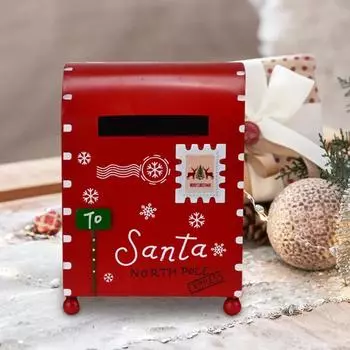 Рождественский почтовый ящик Металлический почтовый ящик Почтовый ящик для рождественской доставки Почтовый ящик для сада Рождественская вечеринка Свадьба Вечеринка Фермерский дом Праздник 1pcs красный