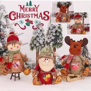 Рождественский Подарочный Мешок для Изголовья Кровати Санта-Клаус Снеговик Мешок Льняная Молния Креативная Любовь Рождество O0Y0 A-1pcs