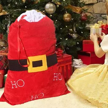 Рождественский подарочный мешок Санта-Клауса с завязкой, большие рождественские подарочные пакеты, сумка для хранения рождественских подарков, большая многоразовая подарочная сумка