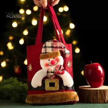 Рождественский подарочный пакет 3D Санта-Клаус, снеговик, олень, конфетный пакет, многоразовые мультяшные рождественские детские сумки-тоут для Нового года, праздничные фруктовые закуски Santa Claus