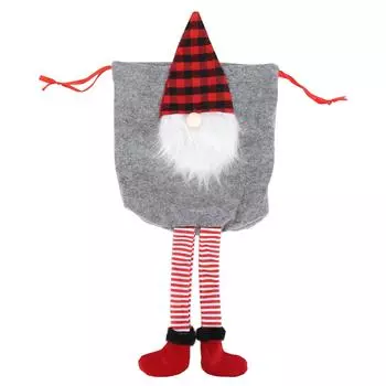 Рождественский подарочный пакет Faceless Santa Claus Drawstring Pouch Treat Bag для рождественской вечеринки Grey серый