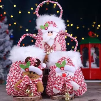 Рождественский подарочный пакет, имитация Санта-Клауса, снеговика, лося, Рождественский подарочный пакет, упаковка конфет, сумка-тоут, рождественские украшения