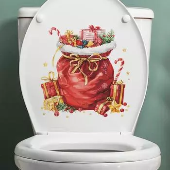 Рождественский подарочный пакет Подарочная коробка Наклейки для туалета Ванная комната Туалет Украшения для дома Наклейки 29*29CM/fun-m206
