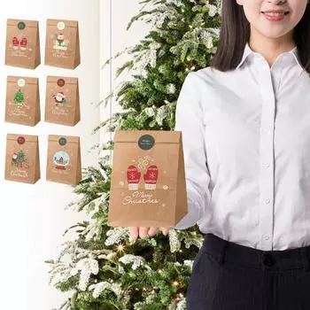 Рождественский подарочный пакет Подарочная упаковочная сумка Клаус Плоский бумажный пакет Рождественская упаковочная сумка One Size