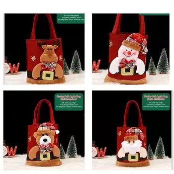 Рождественский подарочный пакет с яблоком в канун Рождества, упаковочная сумка с фруктами, плюшевая подарочная сумка, Apple Box Snowman