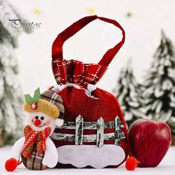Рождественский подарочный пакет с ручкой. Милый Санта-Клаус/Медведь/Снеговик/Лось. Прекрасный подарочный упаковочный мешок. Многоразовый портативный мягкий шнурок для конфет. Xmas Santa Claus