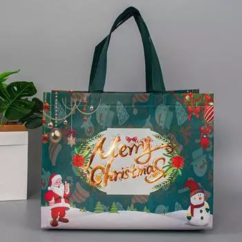 Рождественский подарочный пакет Санта-Клаус Снеговик Дизайн большой емкости с двойной ручкой из нетканого материала Подарочная упаковка для конфет D