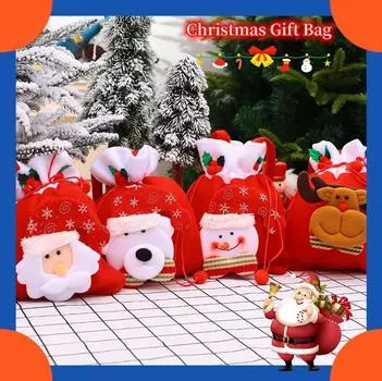 Рождественский подарочный пакет Сумка для конфет на шнурке Большая сумка