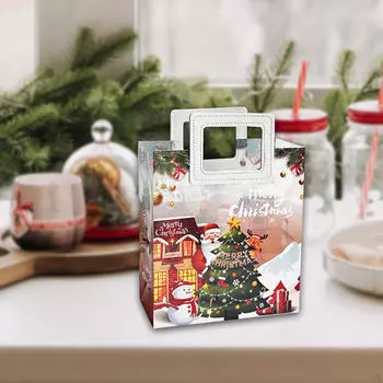 Рождественский подарочный пакет, сумка для конфет, рождественский пакет для угощений, праздничные принадлежности, милая сумка-тоут для праздника белый