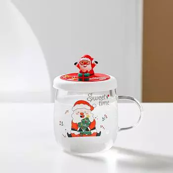 Рождественский подарочный стакан с крышкой, мультяшный стакан для воды для домашнего использования, набор подарочных стаканов с привлекательным внешним видом и большой емкостью 500ML