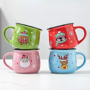 Рождественский подарок 350 мл керамическая кружка большая керамическая кофейная чашка Санта олень мусс чашка для дома и офиса молоко кофе чай чашки рождественский подарок 350mL