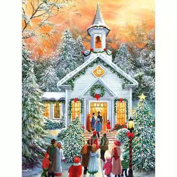 Рождественский подарок Алмазная картина Мозаика Дом DIY Алмазная вышивка Зимние стразы Украшение для дома 30x40 см/12x16 дюймов 30x40cm NO Frame