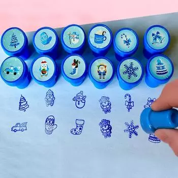 Рождественский подарок Детская печать DIY Мультяшный узор Печать Санта-Клаус Лось Колокольчик Снеговик Снежинка Печать