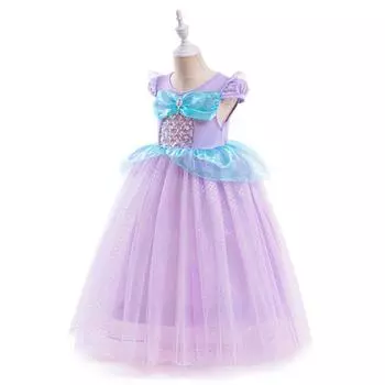 Рождественский подарок для девочки 3-10 лет, платье для крестин, свадьбы, празднования третьего дня рождения, платья на Новый год 100 фиолетовый