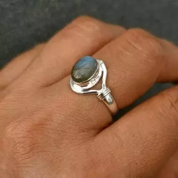 Рождественский подарок, кольцо из стерлингового серебра 925 пробы с лабрадором, все размеры 14.05 MM чёрный