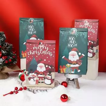 Рождественский подарок, мешок конфет, Веселое рождественское украшение для дома 2024, рождественский бумажный пакет из крафт-бумаги, украшение, Навидад, Натал, новогодний подарок 2025