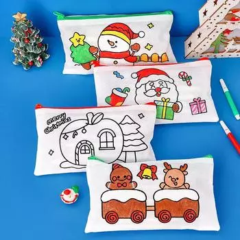 Рождественский подарок Милый креативный рождественский пенал с граффити Мультяшный пенал для карандашей Сумки для ручек Kawaii Канцелярские принадлежности для студентов