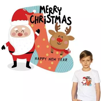 Рождественский подарок, наклейки для детей, нашивка на Новый год, аксессуар «сделай сам», наклейка в полоску, термопресс, аппликация, нашивка на джинсы для одежды 22.2x20.4cm