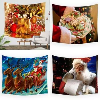 Рождественский подарок Печатный гобелен Украшение дома Красивая спальня Гостиная Детская комната Фоновое украшение 100x75cm