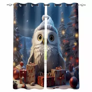 Рождественский подарок Рождественская елка Сова затемняющие шторы для гостиной спальни оконные шторы жалюзи занавески W135 x H60cm