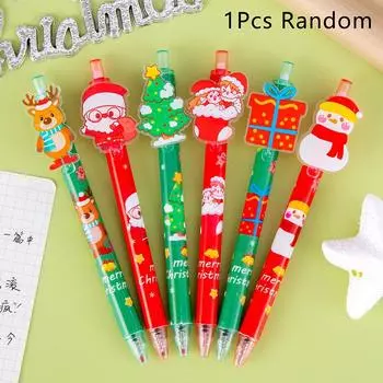 Рождественский подарок Рождественская гелевая ручка Студенческие призы Мультфильм Санта-Клаус Олень Снеговик Гелевая ручка Творческие канцелярские принадлежности для студентов A5