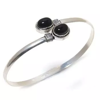 Рождественский подарок ручной работы браслет-манжета из натурального черного оникса с драгоценным камнем Adj. т4Z79
