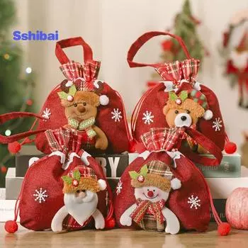 Рождественский подарок с конфетами, большая сумка, очаровательный дизайн, рождественский стиль, создание атмосферы, праздничная подарочная сумка на шнурке G