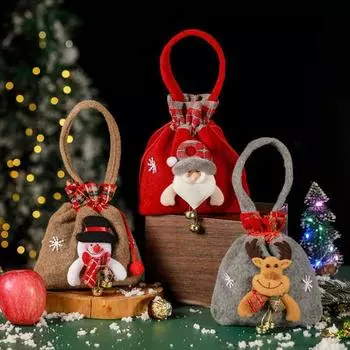 Рождественский подарок с конфетами, рождественская сумка-тоут, очаровательный дизайн, стильная атмосфера, праздничная подарочная сумка на шнурке A
