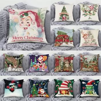 Рождественский подарок с принтом рождественской елки, чехол для подушки для дома, гостиной, украшения дивана, квадратный чехол для подушки из полиэстера 40X40CM
