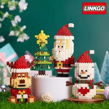 Рождественский подарок, серия строительных блоков, строительные блоки из микрочастиц, игрушка, Рождественский подарок, праздничный подарок Santa Claus373pcs