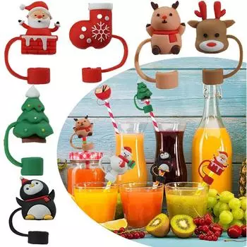 Рождественский подарок Силиконовая соломенная заглушка 10 мм Силиконовая соломенная втулка Заглушка для защиты от утечки 3