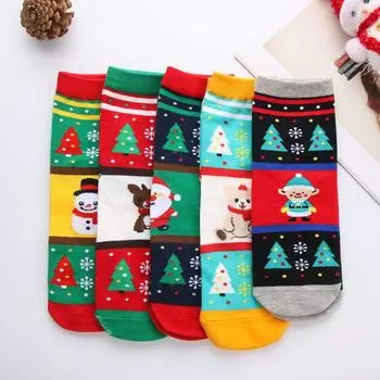 Рождественский подарок, снеговик, теплые зимние чулки, рождественские носки, хлопковые носки, Санта-Клаус, лось 1