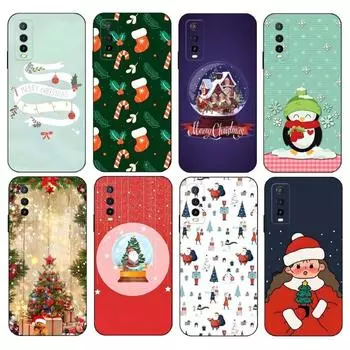 Рождественский подарок Снежинка чехол для телефона с Санта-Клаусом для VIVO Y31 IQOO U5 9 V21 V23 Y31 Y73 X60 X70 Y33s Y21 Y76 Y15s T1 Pro Plus VIVOY76 5G