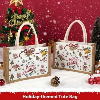 Рождественский подарок сумка большой емкости праздничный мультяшный принт сумка для продуктов сумка для покупок красный