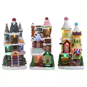 Рождественский подарок, светящийся для детей, конфеты, пряничный домик, домик, смоляные поделки, светодиодные фонари, деревенские домики, Санта-Клаус, рождественский декор