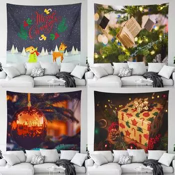 Рождественский подарок, украшение, принт, гобелен, домашняя гостиная, спальня, украшение на стену, фон, тканевый гобелен 100x75cm