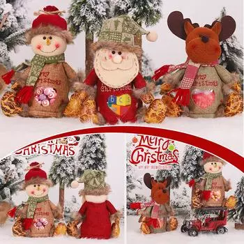Рождественский подарок в виде изголовья кровати, Санта-Клауса, снеговика, конфет, кармана на молнии, лося, яблока, куклы, льна, M2F3 A-1pcs