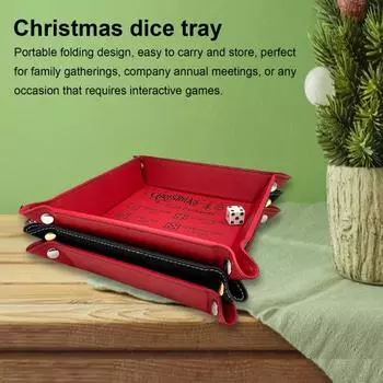 Рождественский поднос для игральных костей Yousheng для игр с обменом подарками, портативный складной держатель для игральных костей, поднос из искусственной кожи, аксессуары для хранения игральных костей красный