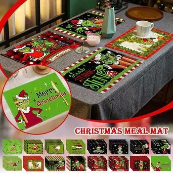 Рождественский поднос для стола с принтом из льна для домашнего стола, для гостиной, для теплоизоляции One Size