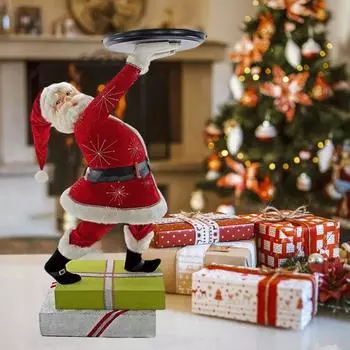 Рождественский поднос Санта-Клауса создает атмосферу, украшение из смолы, праздничное украшение для стойки для закусок для семьи, друзей, детей красный
