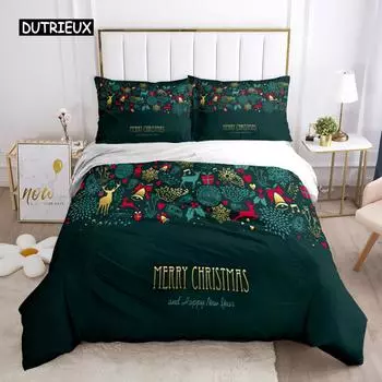 Рождественский пододеяльник для детской спальни с 3D мультфильмом «Веселое Рождество», комплект постельного белья для двоих, полиэстер, Санта-Клаус, пододеяльник с Новым годом EU single(135x200cm)